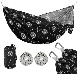 Camping Hammock Outdoor Hammocks for Outside Dandelion Black Beach Trees Portable Lightweight with Pockets Tree Straps Indoor Small