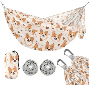 Camping Hammock Outdoor Hammocks for Outside Dog Love Cute Beach Trees Portable Lightweight with Pockets Tree Straps Indoor