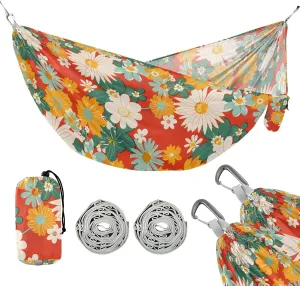 Camping Hammock Outdoor Hammocks for Outside Japanese Flowers Retro Beach Trees Portable Lightweight with Pockets Tree Straps Indoor Small
