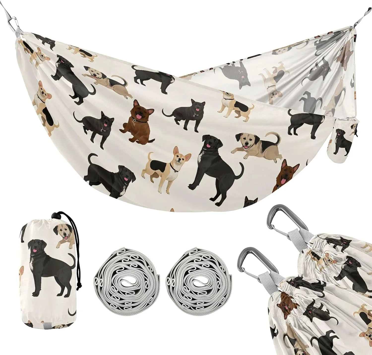 Camping Hammock Outdoor Hammocks for Outside Many Dogs Beach Trees Portable Lightweight with Pockets Tree Straps Indoor