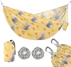 Camping Hammock Outdoor Hammocks for Outside Mouse Cheese Beach Trees Portable Lightweight with Pockets Tree Straps Indoor Small