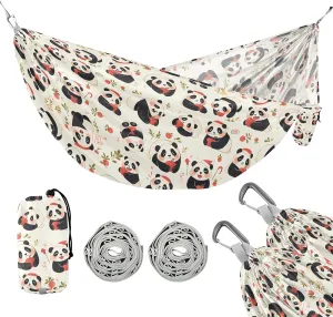 Camping Hammock Outdoor Hammocks for Outside Panda Lovely Beach Trees Portable Lightweight with Pockets Tree Straps Indoor
