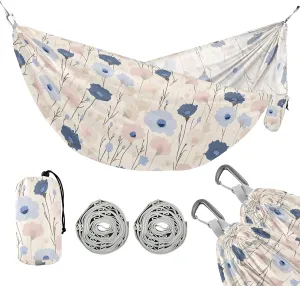 Camping Hammock Outdoor Hammocks for Outside Pastel Flowers Beach Trees Portable Lightweight with Pockets Tree Straps Indoor