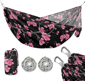 Camping Hammock Outdoor Hammocks for Outside Plum Blossom Pink Beach Trees Portable Lightweight with Pockets Tree Straps Indoor