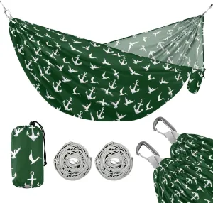 Camping Hammock Outdoor Hammocks for Outside Sea Gull Green Bird Beach Trees Portable Lightweight with Pockets Tree Straps Indoor