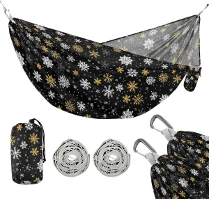Camping Hammock Outdoor Hammocks for Outside Snow White Black Beach Trees Portable Lightweight with Pockets Tree Straps Indoor