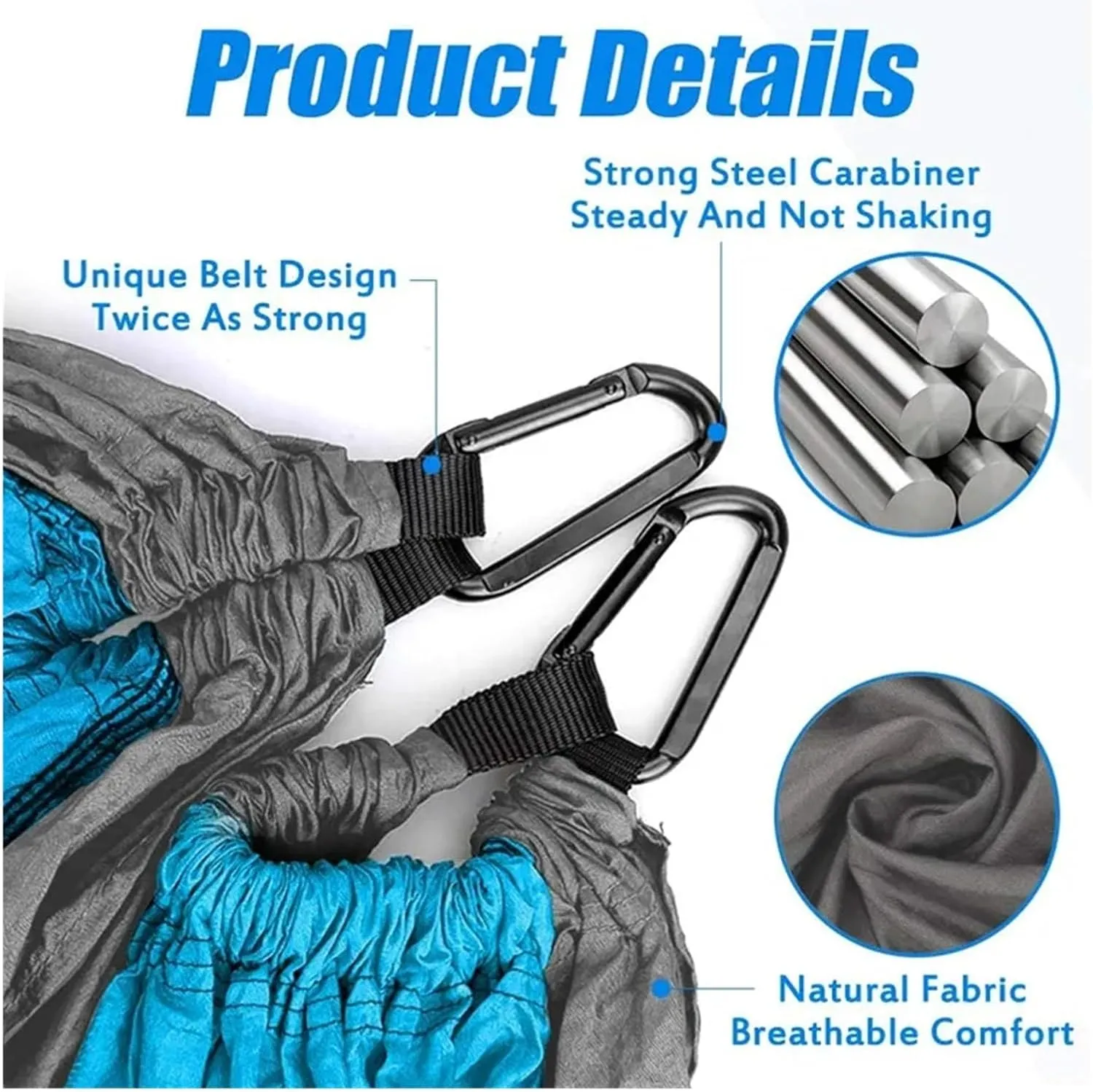 Camping Hammock Oversized Double Camping Hammock Portable Tree Straps Hammock 210T Nylon Travel Hammock Lightweight Parachute Hammocks