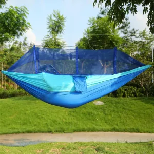 Camping Hammock, Portable Double Hammock with Net,600lbs Load 2 Persons Hammock w/Mosquito Net Outdoor Hiking Camping Hommock Portable Nylon Swing Hanging Bed w/Strap Hook Carry Bag