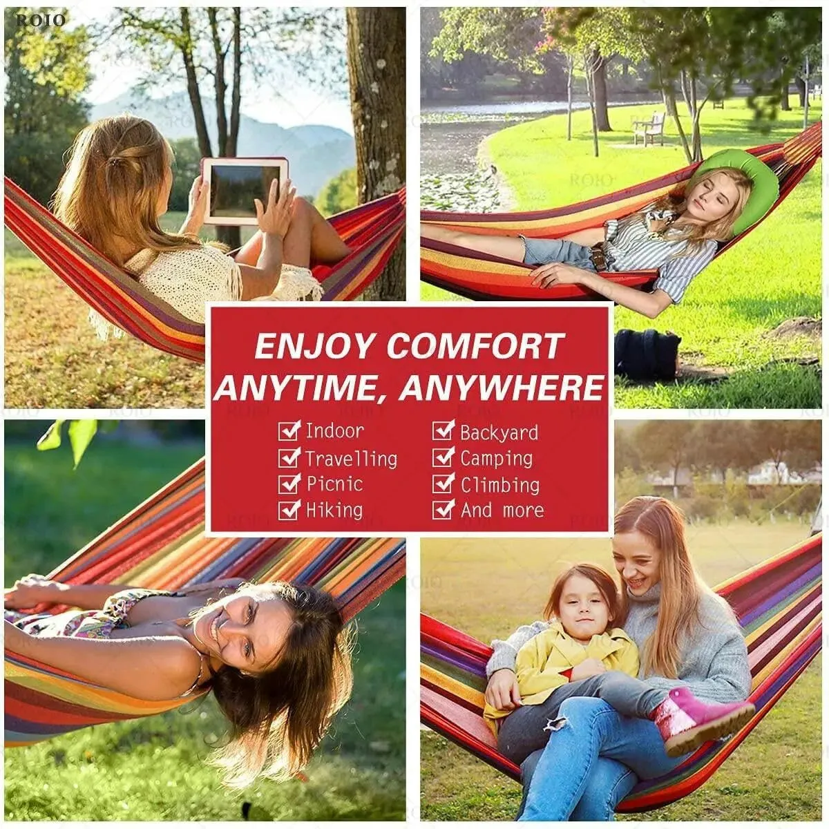 Camping Hammock Portable Hammock Canvas Single Double Hammock Travel Hanging Bed Outdoor Hammock