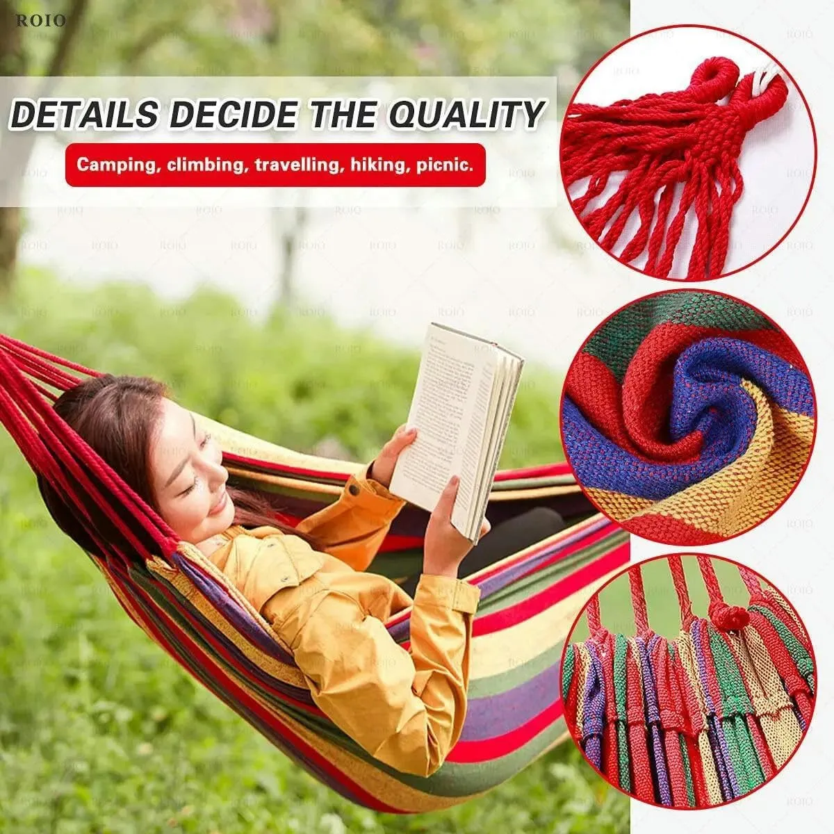 Camping Hammock Portable Hammock Canvas Single Double Hammock Travel Hanging Bed Outdoor Hammock