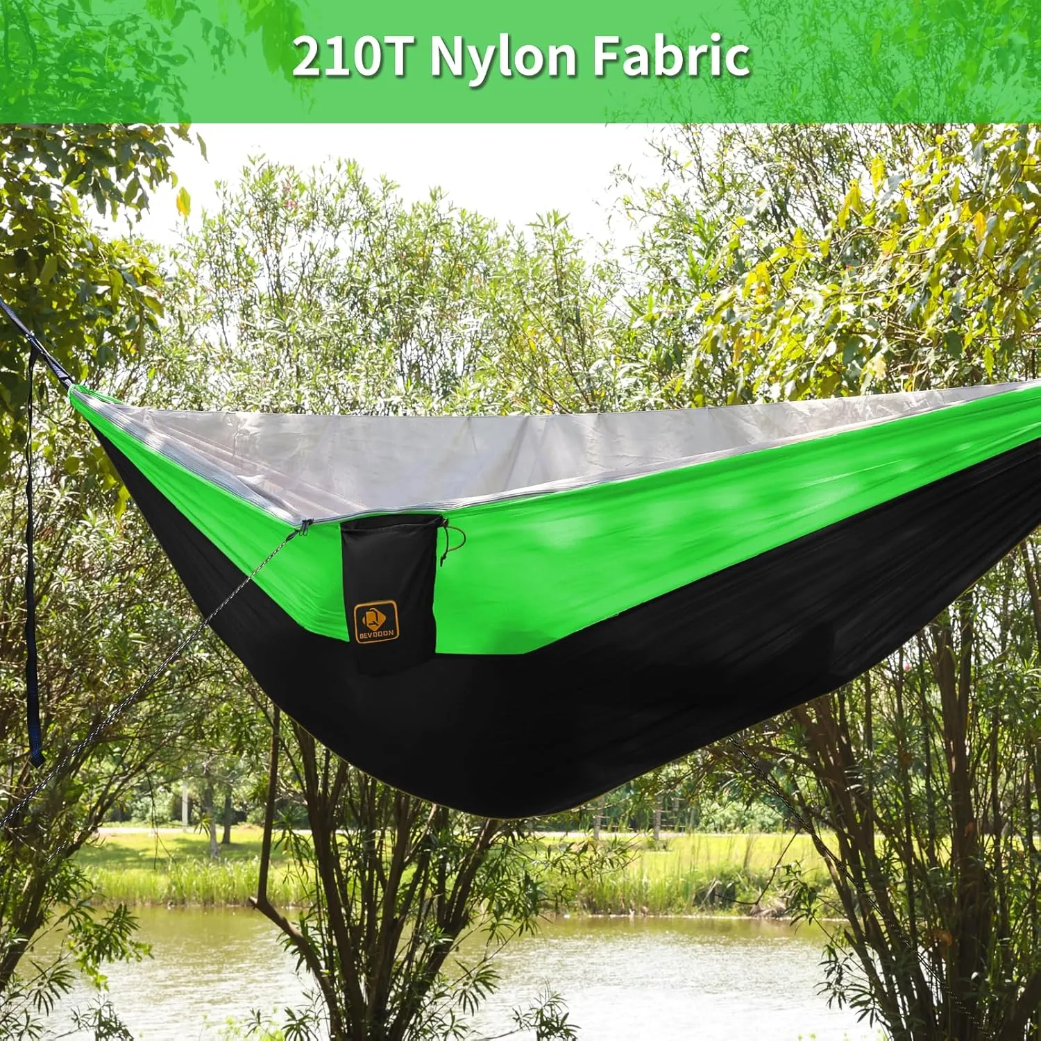 Camping Hammock, Portable Hammocks with Mosquito Net,Lightweight Nylon Parachute Hammock with 10ft Tree Straps,Camping Gear Must Haves for Travel Hiking Backpacking Beach Patio
