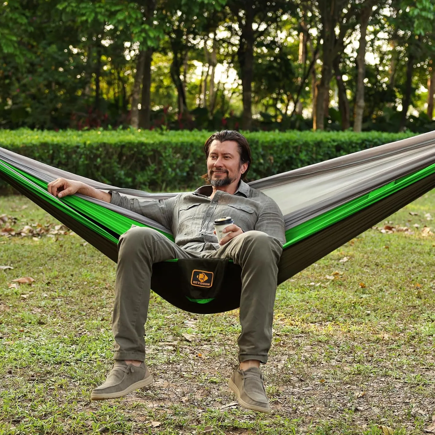 Camping Hammock, Portable Hammocks with Mosquito Net,Lightweight Nylon Parachute Hammock with 10ft Tree Straps,Camping Gear Must Haves for Travel Hiking Backpacking Beach Patio