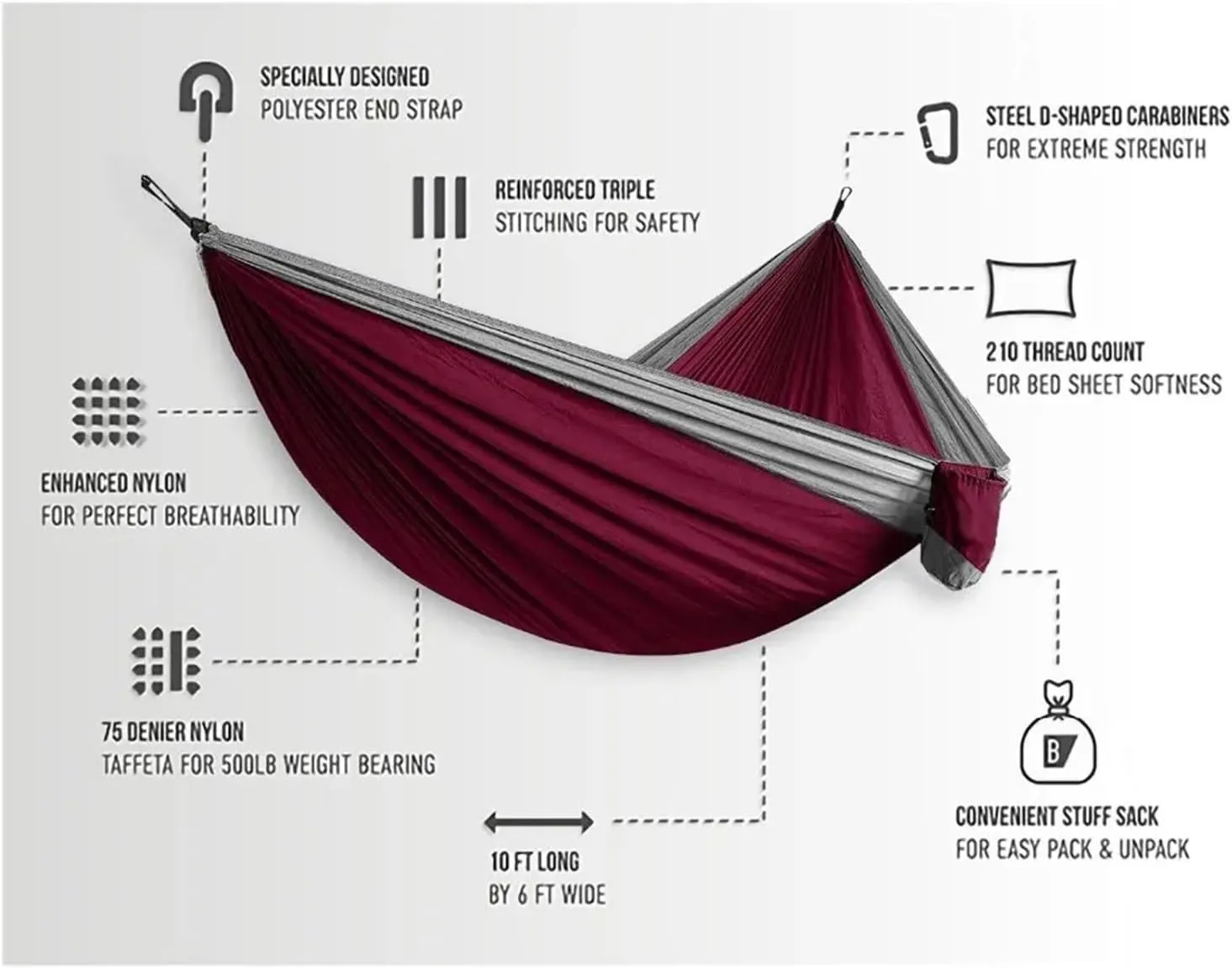 Camping Hammock Ultra-Large Light Weight Parachute Hammock Camping Survival Garden Leisure Travel Double Person
