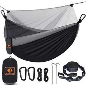 Camping Hammock w/ Net, Travel Lightweight Hammocks w/ Tree Straps