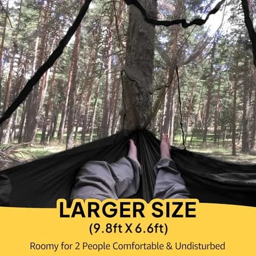 Camping Hammock w/ Net,Quick-Drying Parachute Nylon Hammock-300kg