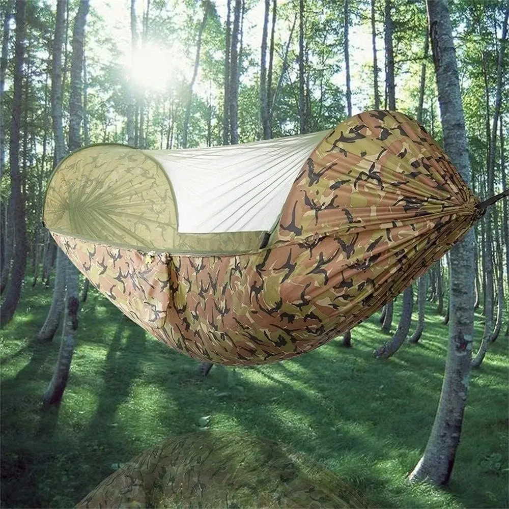 Camping Hammock with Mosquito Net 2 in 1 Hanging Hammock Lightweight Portable Swing Sleeping Hammock for Travel(Color:D)