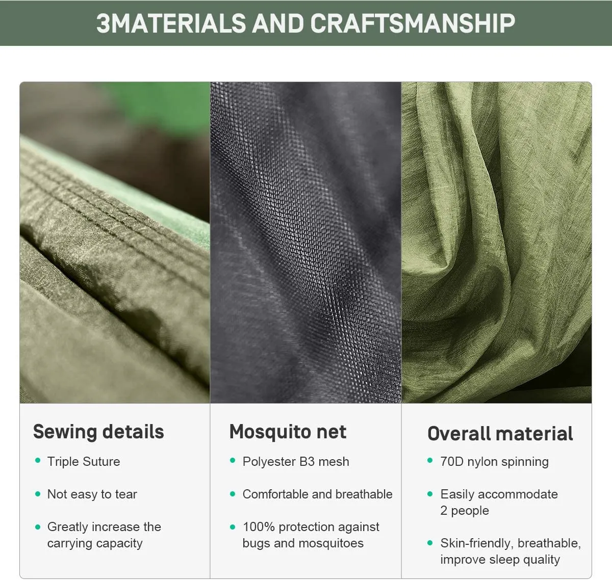 Camping Hammock with Mosquito Net 2 Person Pop-up Parachute Lightweight Hanging Hammocks Tree Straps Swing Hammock Bed