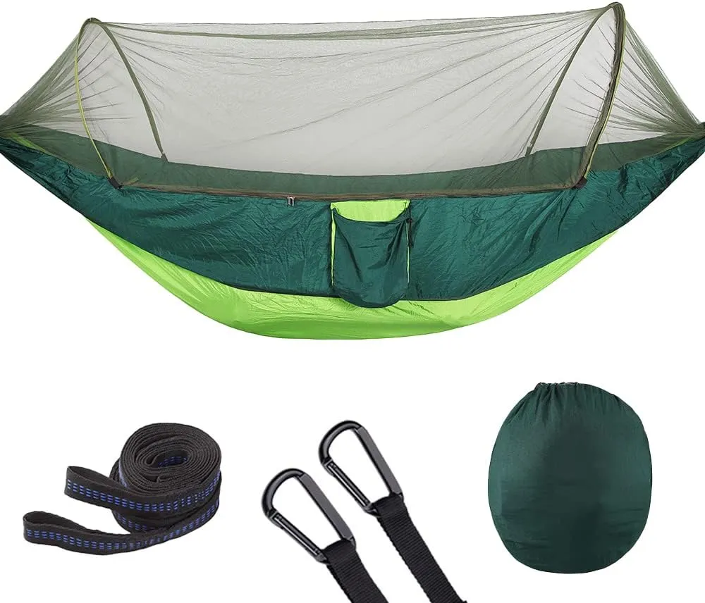 Camping Hammock with Mosquito Net, Portable Hammock Single & Double with Tree Straps, for Backpacking Hiking Travel Outdoor