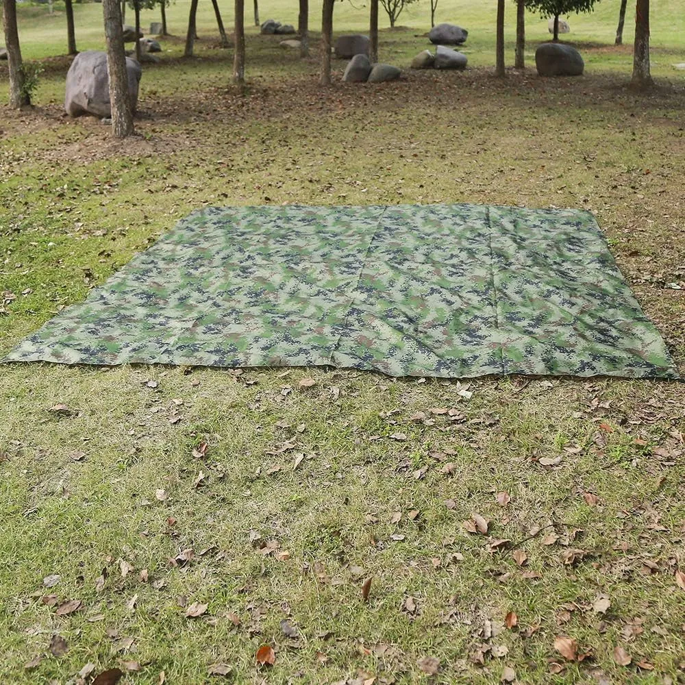 Camping Hammock with Net, 2 Person Portable Hammock, Nylon Parachute Hammock Tent with Tarp Tree Straps for Camping Backpacking Travel Beach Backyard Outdoor Hiking, Ship from US (Camouflage Green)