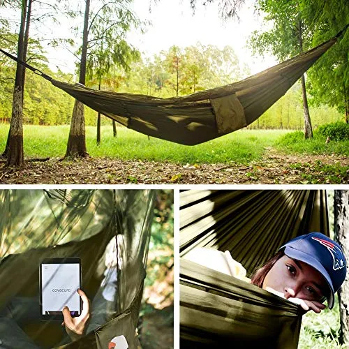 Camping Hammock with Net - Lightweight Double Hammock-2x10' Straps