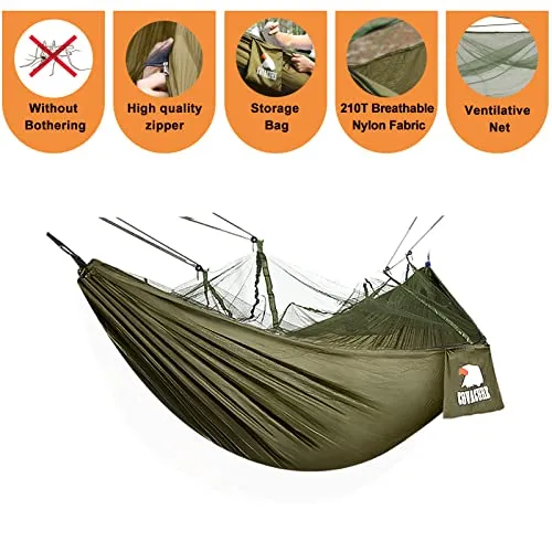 Camping Hammock with Net - Lightweight Double Hammock-2x10' Straps