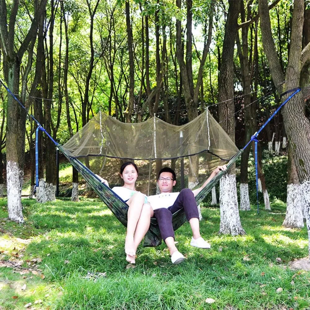 Camping Hammock with Net,Single & Double Tree Hammock Net, Lightweight Nylon Portable Hammock for Outdoor Camping, Lightweight Tree Hammocks (A-Light Green)