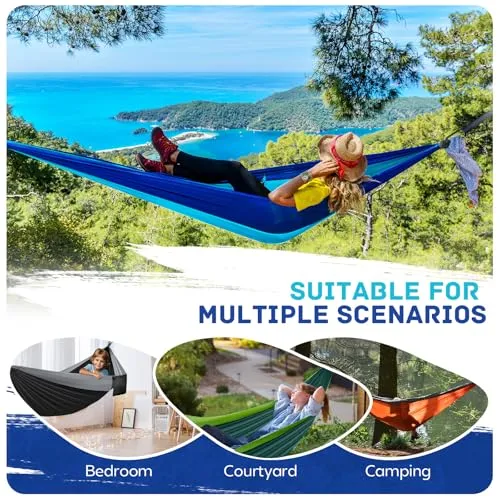 Camping Hammock,Portable Hammocks Parachute Hammock w/ 2 Tree Straps