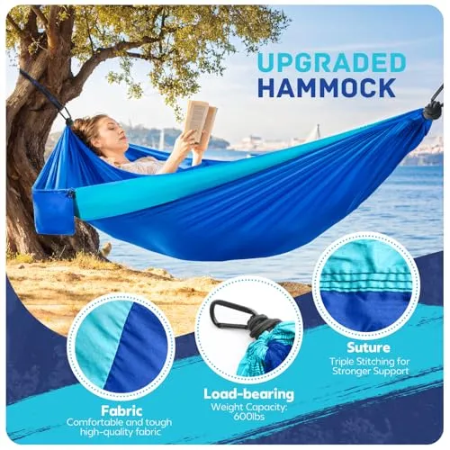 Camping Hammock,Portable Hammocks Parachute Hammock w/ 2 Tree Straps