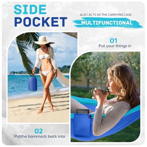 Camping Hammock,Portable Hammocks Parachute Hammock w/ 2 Tree Straps