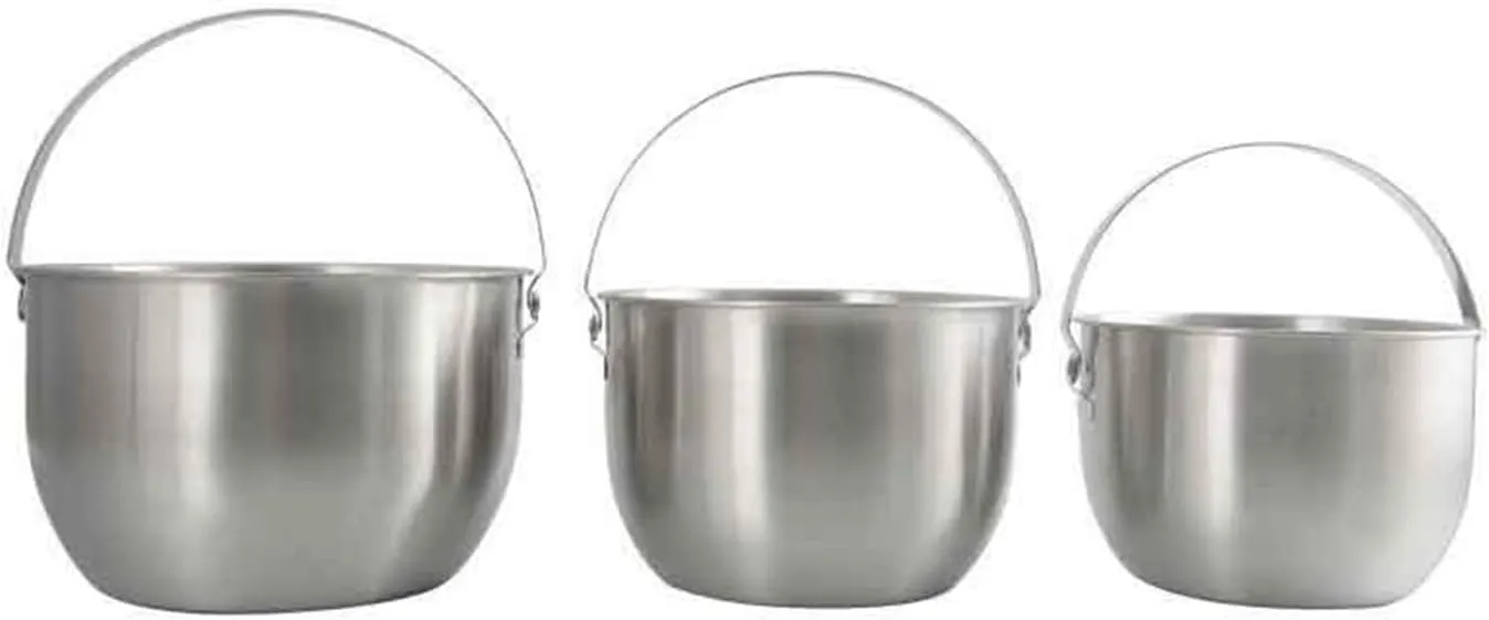 Camping Hanging Pot Camping Cookware - Compact Stainless Steel Campfire Cooking Pots for Hiking Picnic(Silver 19cm)