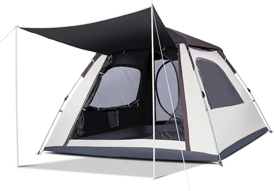 Camping Pop Up Tent for 3-4 Person, Waterproof Family Tent with Top Rainfly Instant Cabin Tent for Camping, Backpacking, Hiking Outdoor Music Festival