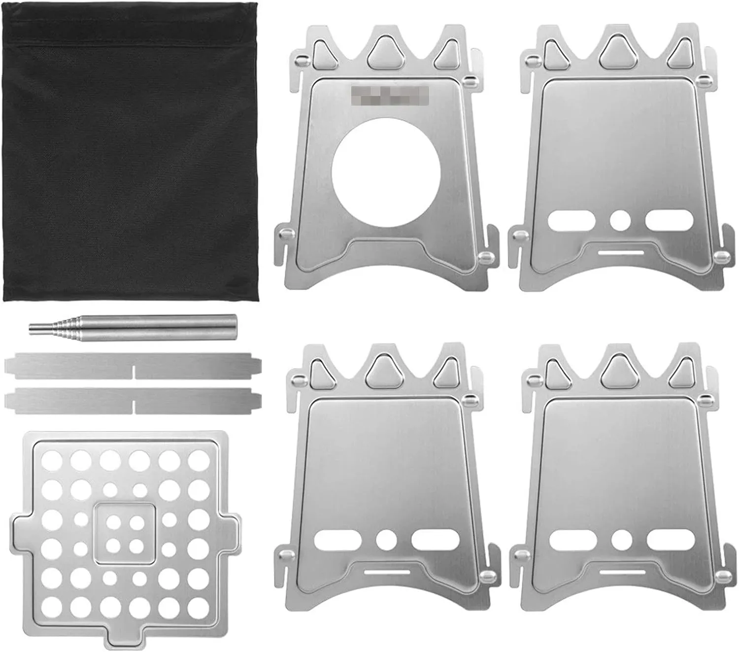 Camping Stove Portable Folding Camping Wood Stove Stainless Steel Wood Burning Stove (Color : Silver, Size : One Size) (Silver One Size)