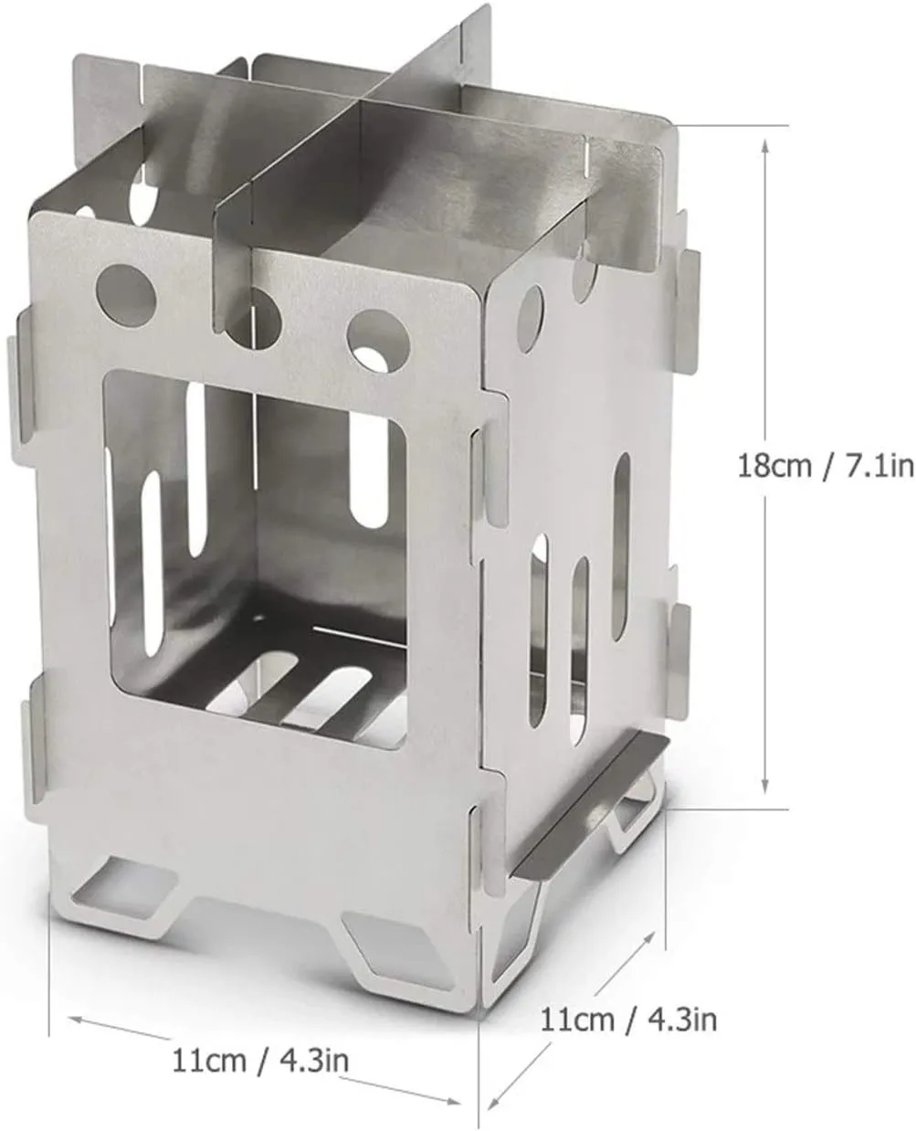 Camping Stove Portable Wood Burning Backpacking Stove Folding Camping Wood Stove Camp Stoves (Color : Silver Size : One Size) (Silver One Size)