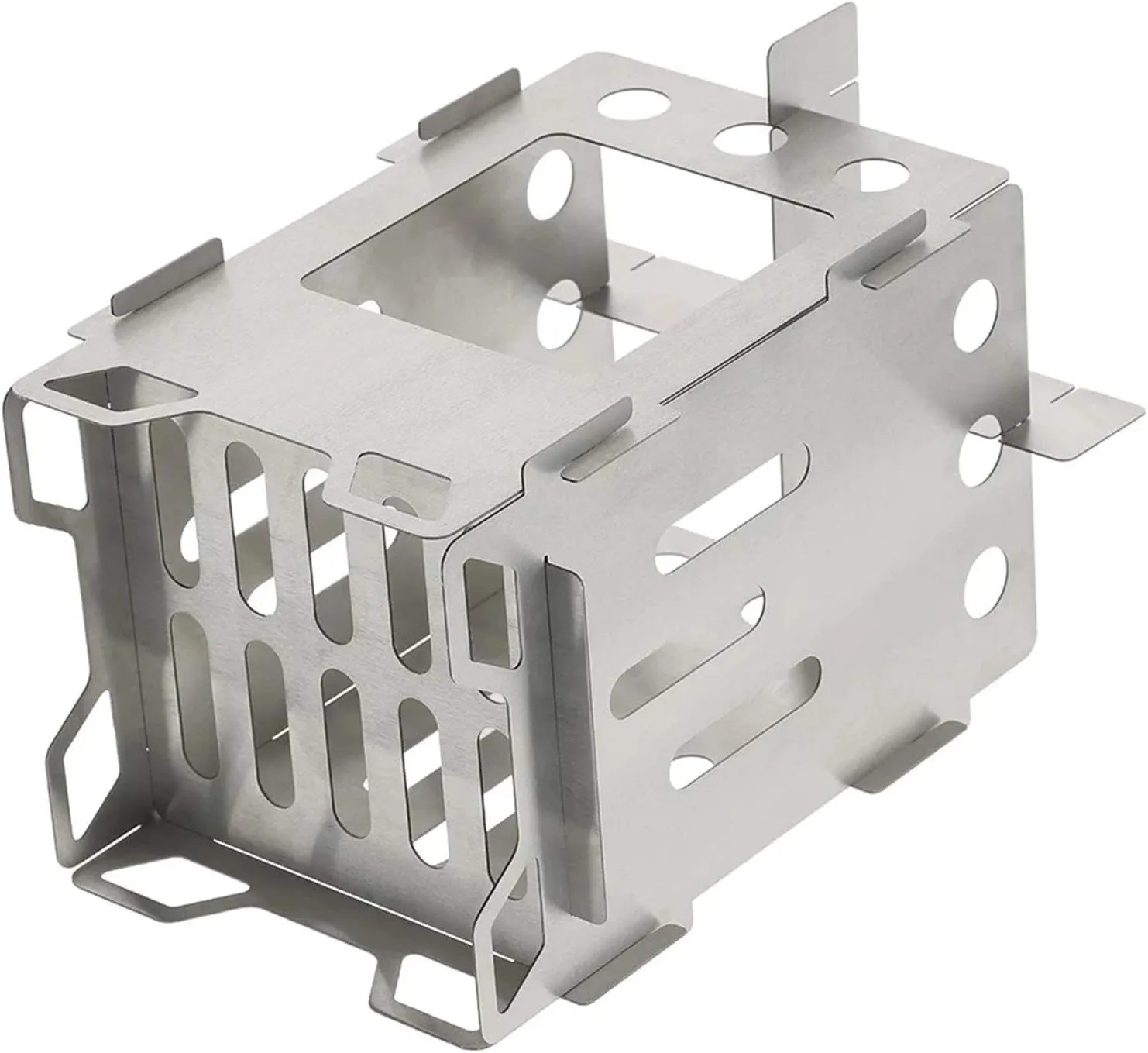 Camping Stove Portable Wood Burning Backpacking Stove Folding Camping Wood Stove Camp Stoves (Color : Silver Size : One Size) (Silver One Size)