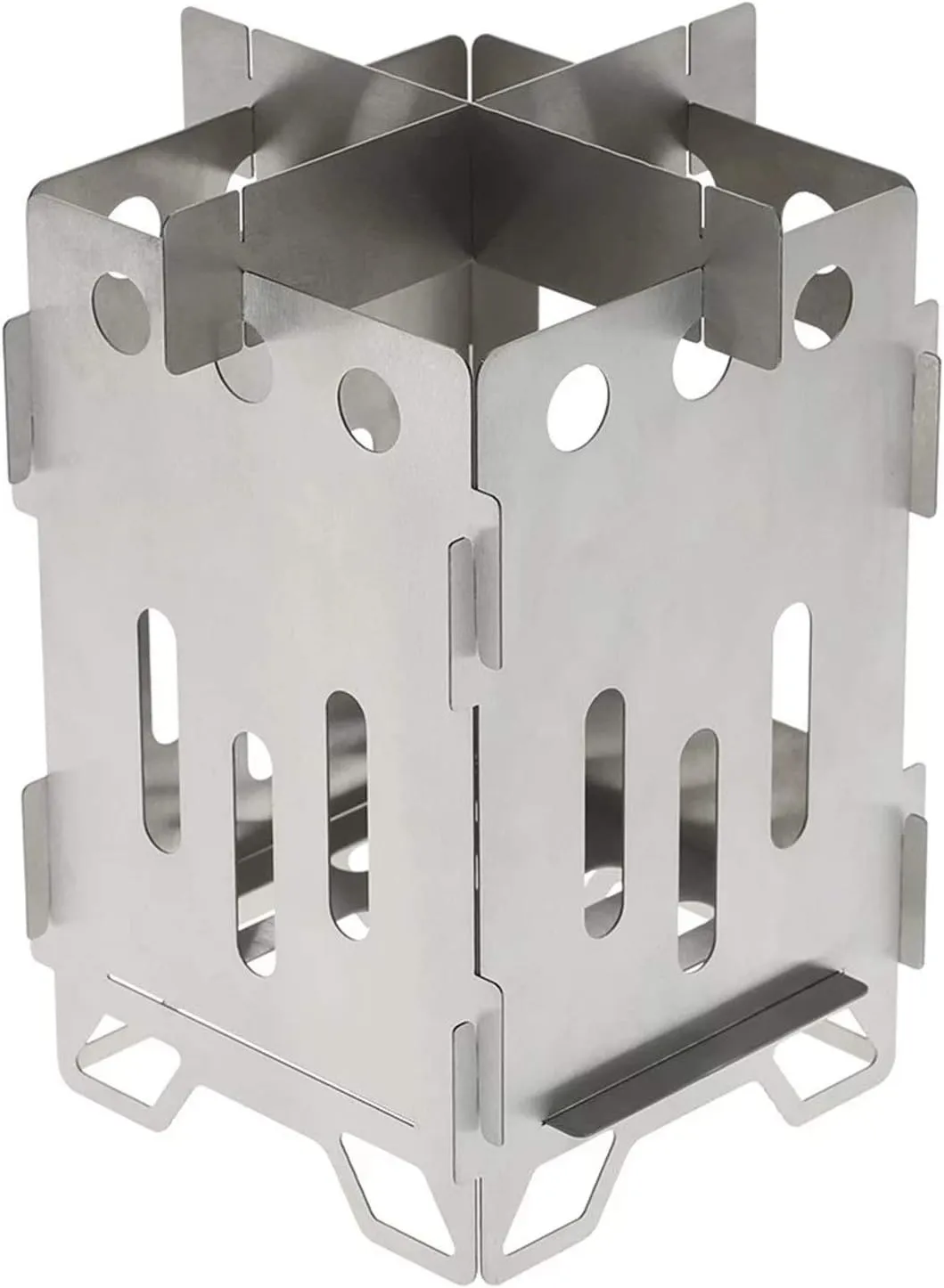 Camping Stove Portable Wood Burning Backpacking Stove Folding Camping Wood Stove Camp Stoves (Color : Silver Size : One Size) (Silver One Size)
