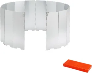 Camping Stove Windscreen Wind Shade Folding Portable 16 Plates Wind Protection Windshield for Cooker Backpacking BBQ Hiking, Argent