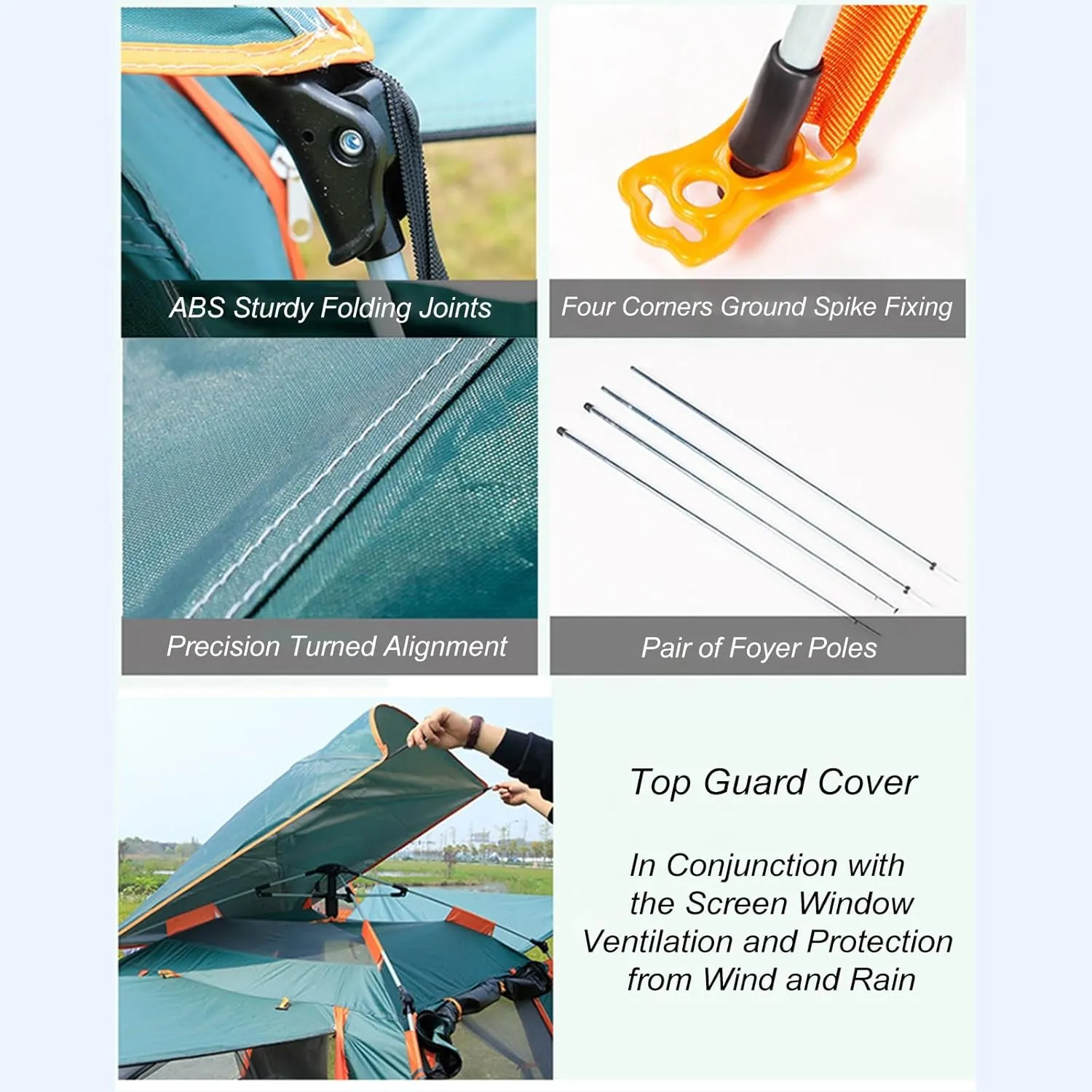 Camping Tent Automatic Instant Pop Up Outdoor Dome Tent 3-4 Persons Beach Portable Folding Rainproof Sunproof Tent 2 Doors 2 Windows with Carry Bag/Poles
