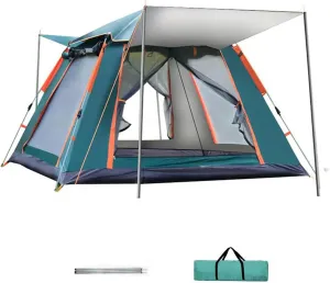 Camping Tent Automatic Instant Pop Up Outdoor Dome Tent 3-4 Persons Beach Portable Folding Rainproof Sunproof Tent 2 Doors 2 Windows with Carry Bag/Poles