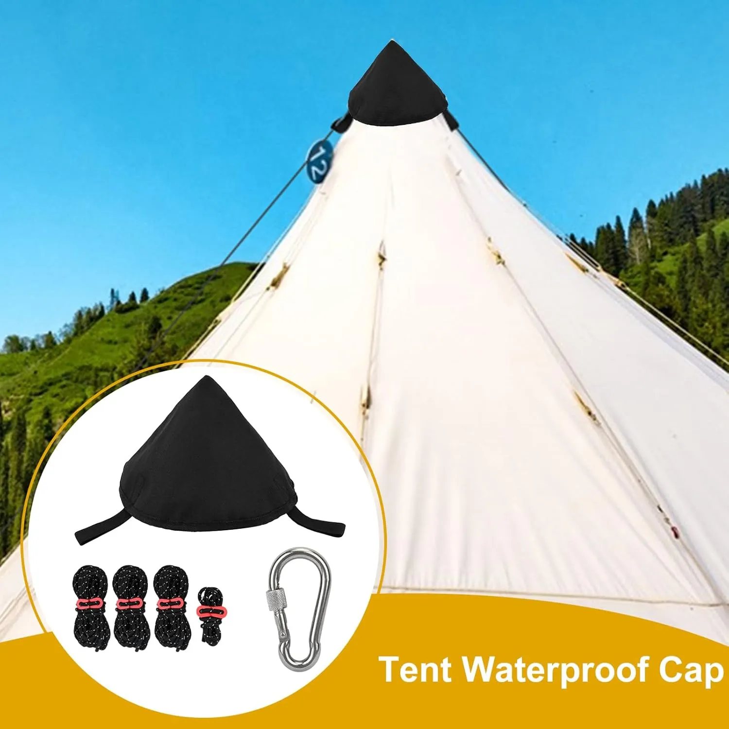 Camping Tent Connect Hat,Oxford Cloth Connecting Adapter Cap for Tent - Foldable Camping Gear Canopy Connection Adapter for Picnic