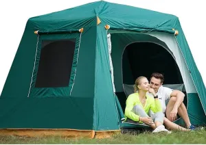 Camping Tent for 4-6 People, Double Decker Automatic Pop-Up Tent, Waterproof & UV-Resistant Dome Tent with Mesh Windows for Outdoor Hiking, Traveling & Beach Trips