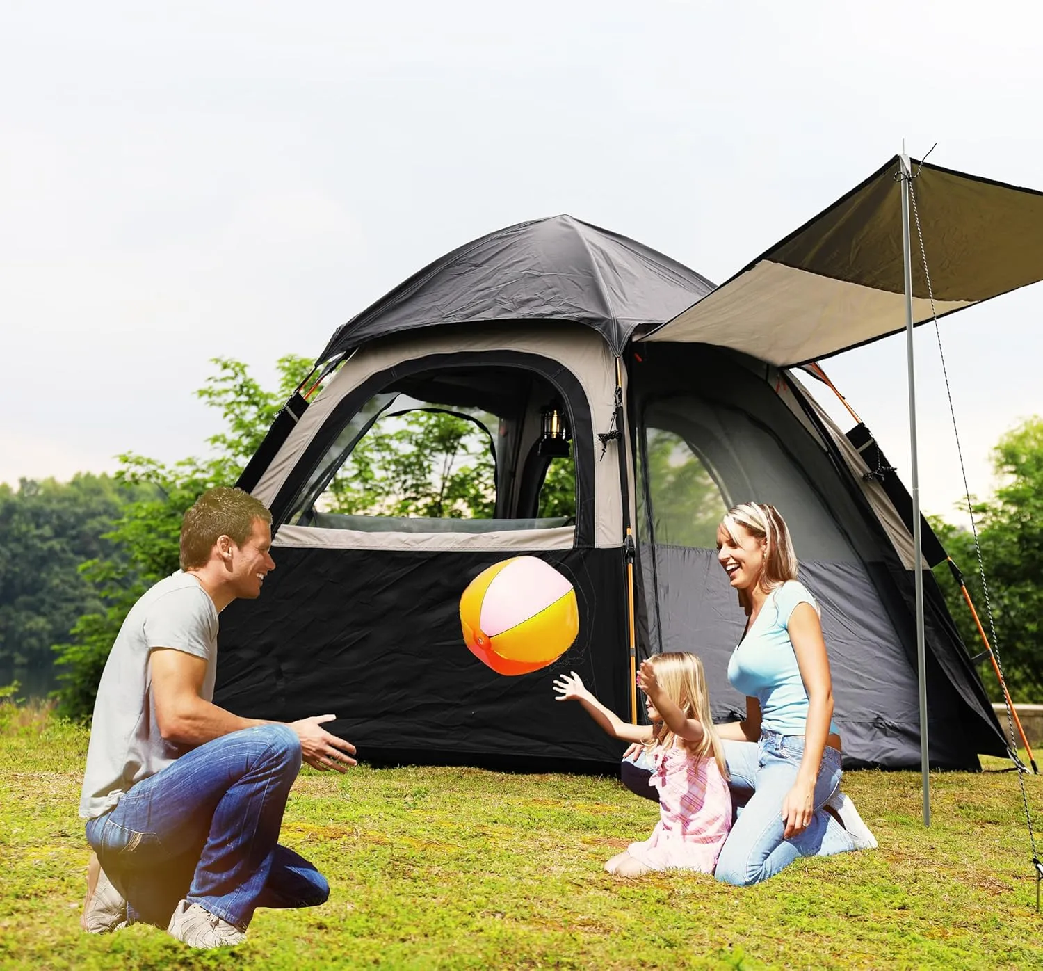 Camping Tent with Instant Setup, 2/3 Person Weatherproof Tent Easy Quick Set Up in 60 Seconds with Rainfly Backpack Tent for Family Camping & Hiking, Upgraded Ventilation,Center Height 66-inch