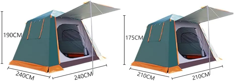Camping Tent,Tents for Camping with Porch, Instant Automatic Pop Up Teepee, Easy Set Up Family Tent Perfect for Beach, Outdoor, Traveling, Hiking,, 240X240X190CM, Brown
