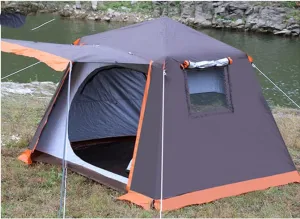 Camping Tent,Tents for Camping with Porch, Instant Automatic Pop Up Teepee, Easy Set Up Family Tent Perfect for Beach, Outdoor, Traveling, Hiking,, 240X240X190CM, Brown