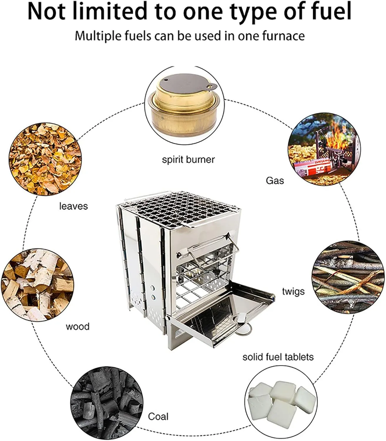 Camping Wood Stove,Portable Stainless Steel Wood Stove Rocket Stove Camping Wood Burning Stove for Outdoor Backpacking Hiking Traveling Picnic BBQ