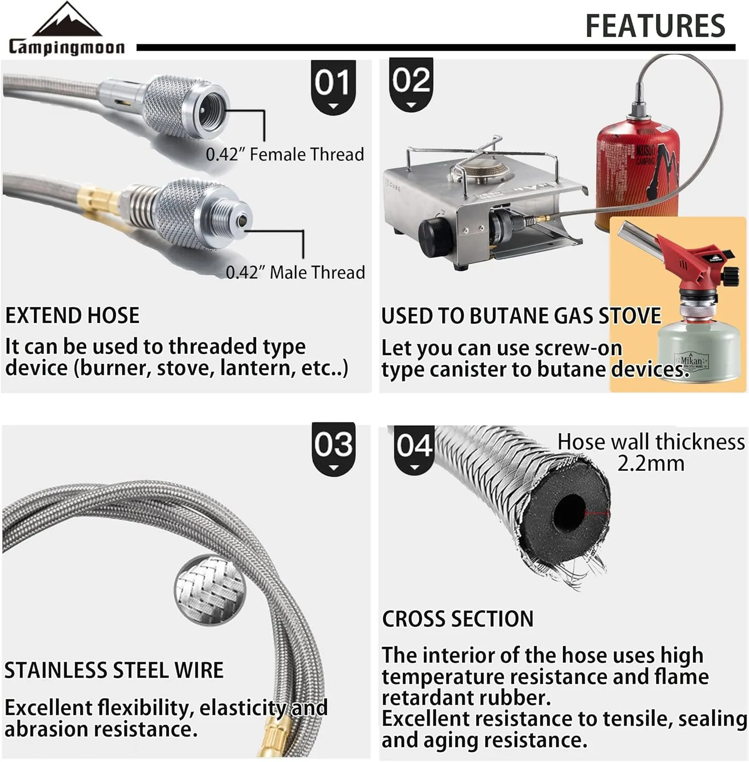 CAMPINGMOON Camping Gas Stove Adapter Convert EN417 Lindal Valve to Butane Gas Stove Z13, Z13/Z16
