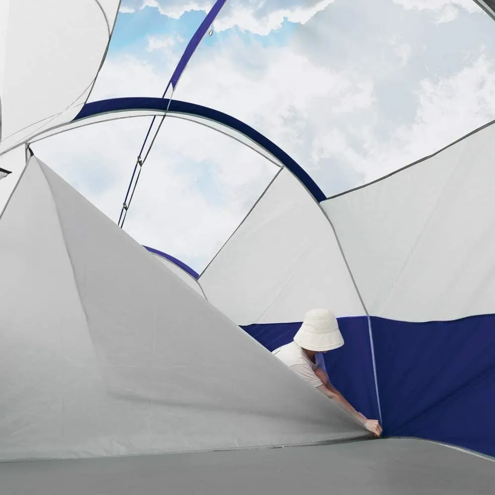 CAMPROS CP Tent 8 Person Camping Tents, Weather Resistant Family Tent, 5 Large Mesh Windows, Double Layer, Divided Curtain for Separated Room, Portable with Carry Bag
