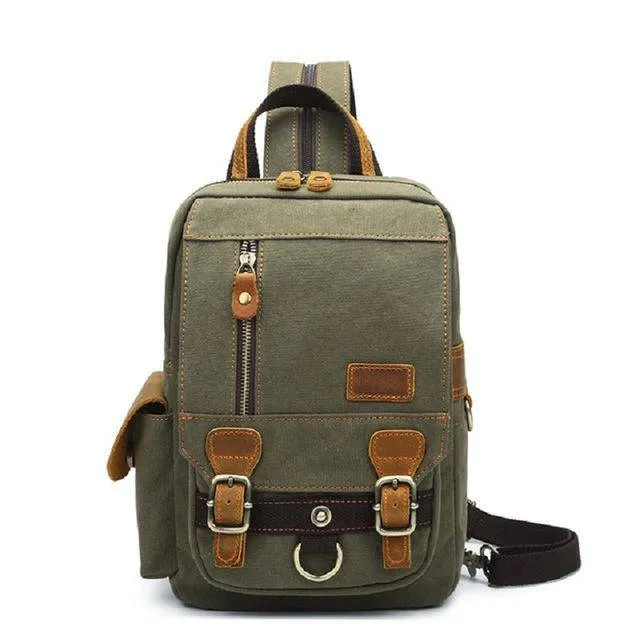 Canvas and Genuine Leather Hiking Backpack 20 Litre