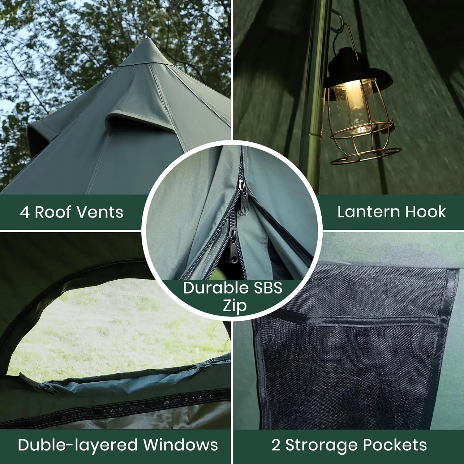 Canvas Bell Yurt Tent, 4-Seasons Shelter with Stove Jack & Waterproof, Luxury Camping Tent for Family Outdoor Adventures, 6-8 Person Use
