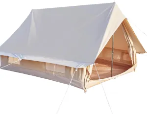 Canvas Cabin Bell Tent for 3-4 Person, Waterproof Glamping Yurt Tent Breathable All Seasons Outdoor Camping Tent, 6.69*8.2*4.92'
