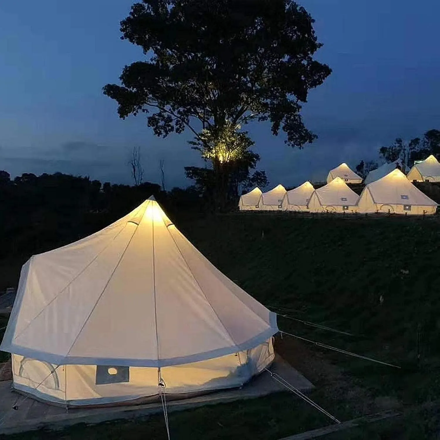 Canvas Tent with Stove Hole Cotton Canvas Tents Yurt Tent for Camping 4 Season Waterproof Tent for Family Camping Outdoor Glamping, Luxury Teepee